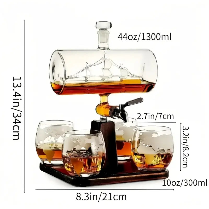 Maritime Sailboat Whiskey Decanter Set