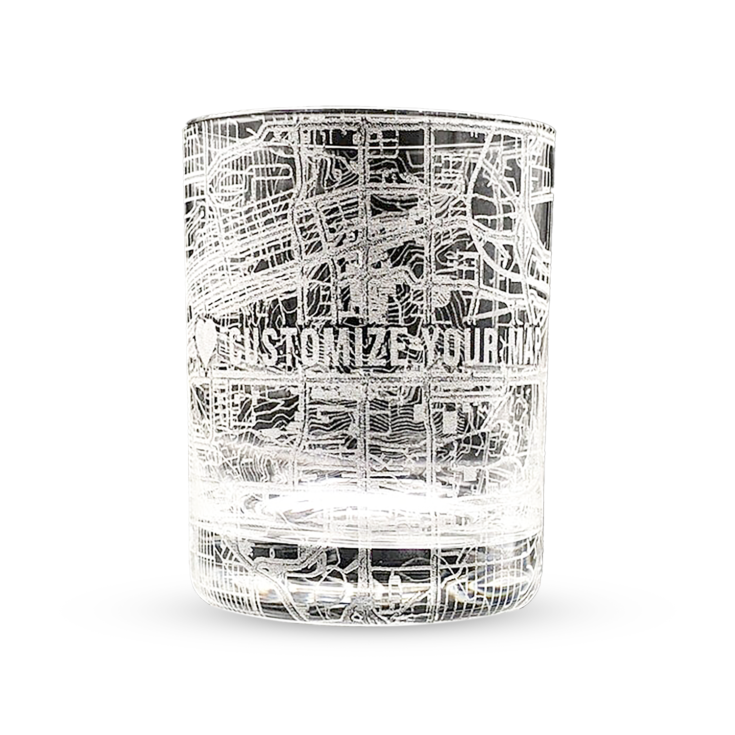 Louisville City Map Rocks Glass Engraved Whiskey Glass 