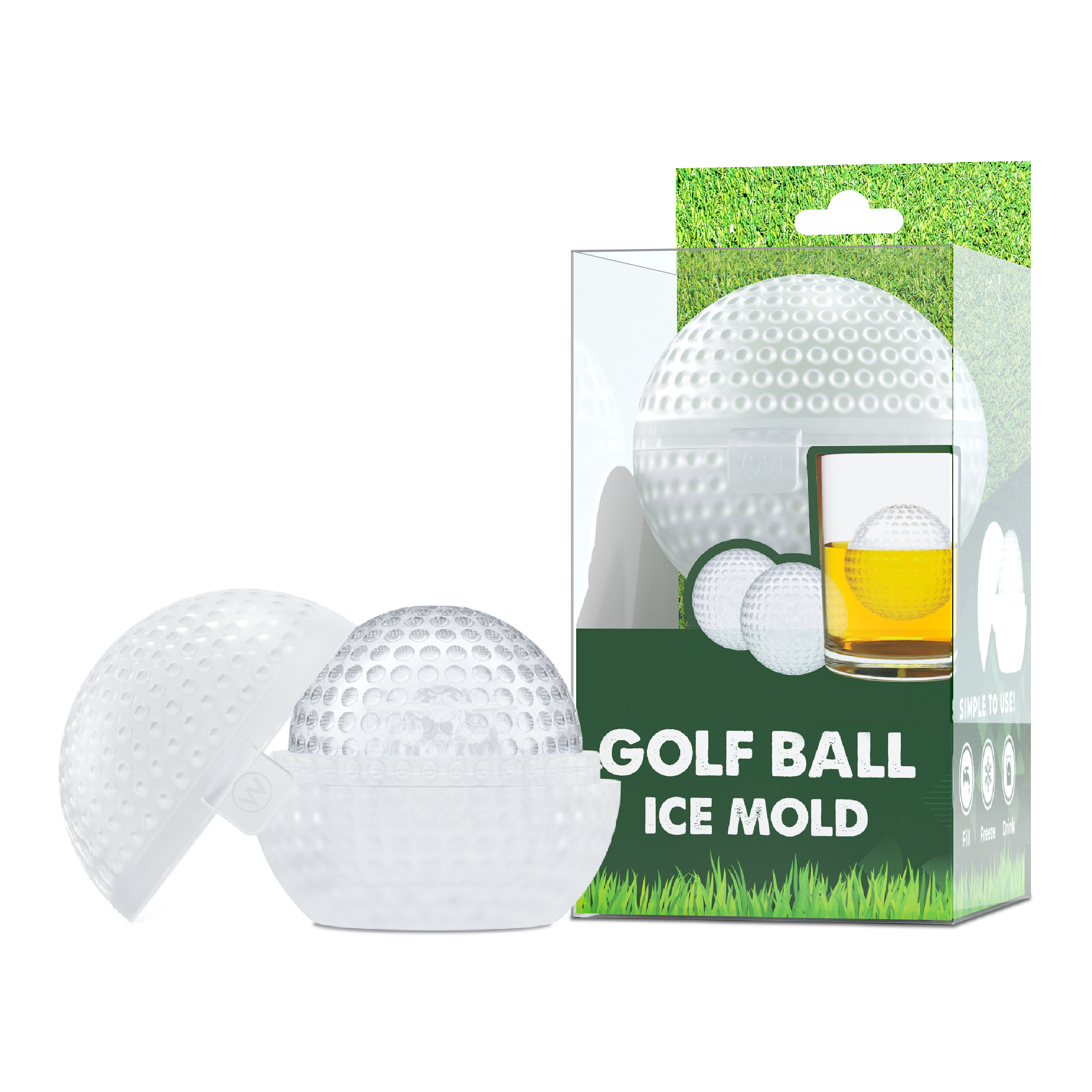 ACOOKEE Novelty Golf Ball Ice Maker Mold Set of 2, Funny Golf Gifts for Men  Golfers, 2.5 Large Sphere Round Ice Cube Molds for Whiskey, Bourbon