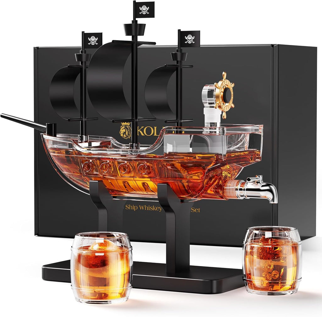 Pirate Ship Whiskey Decanter Set
