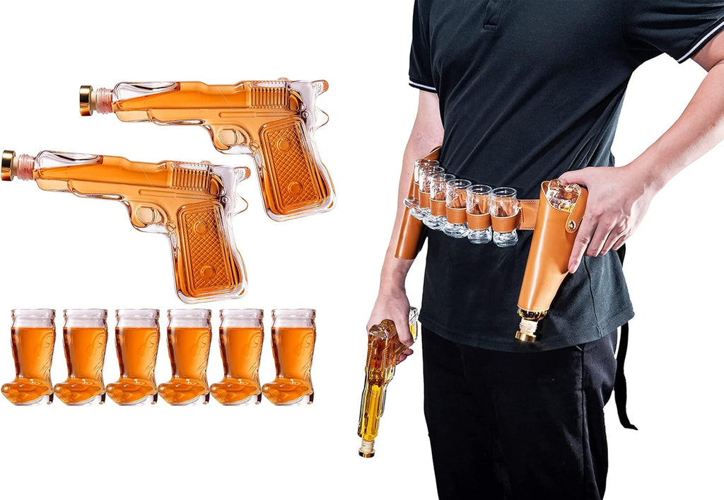 Pistol & Shot Glass Decanter Set