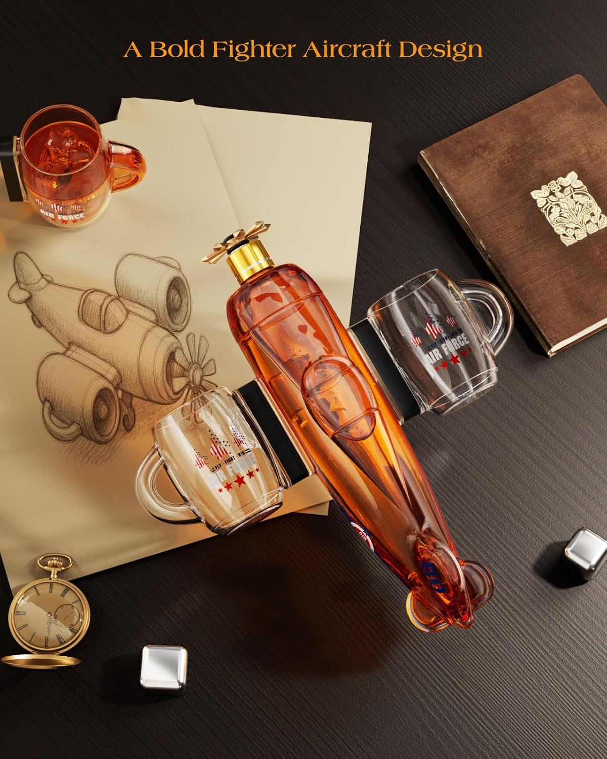Fighter Aircraft Whiskey Decanter Set