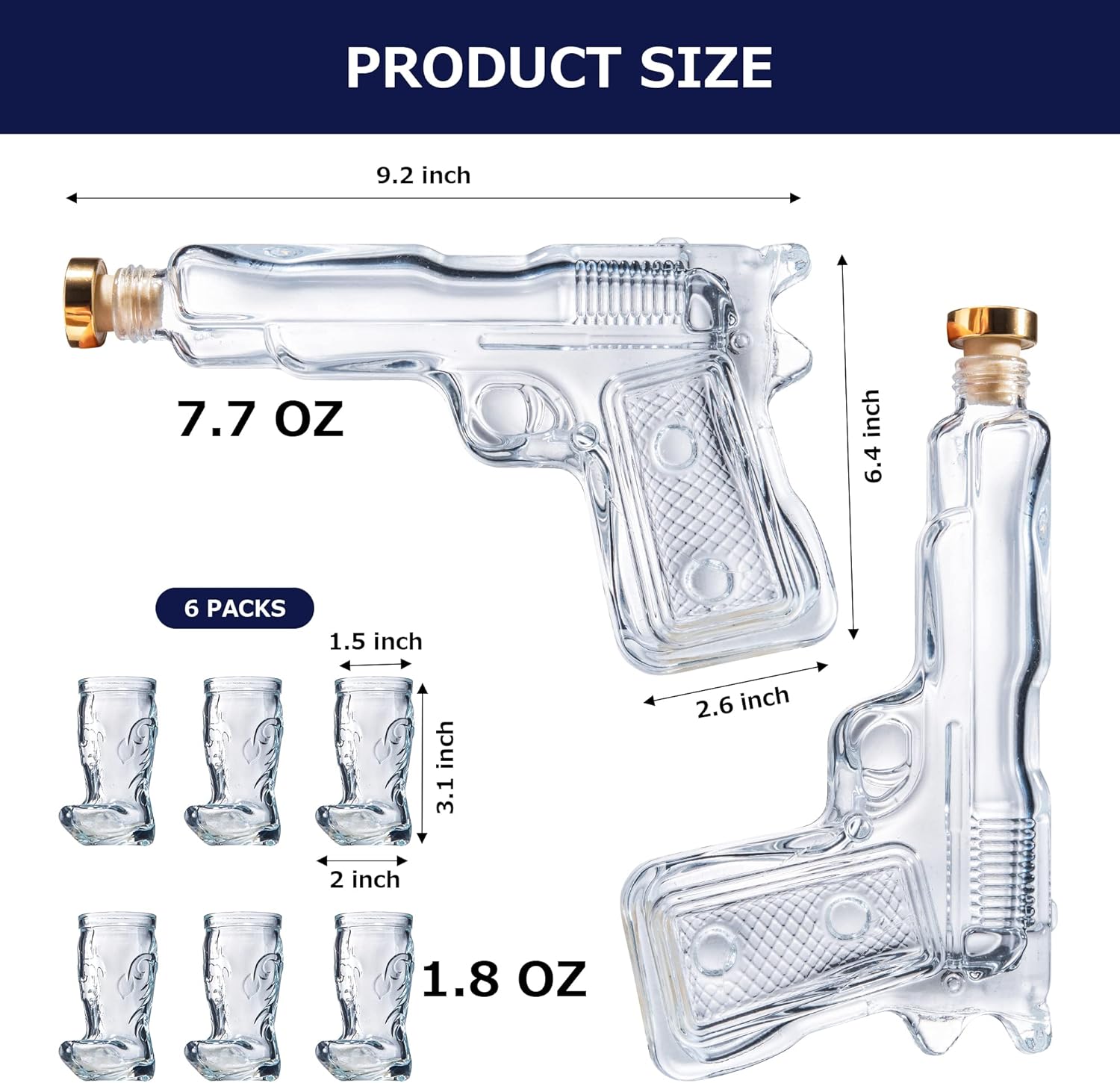 Pistol & Shot Glass Decanter Set
