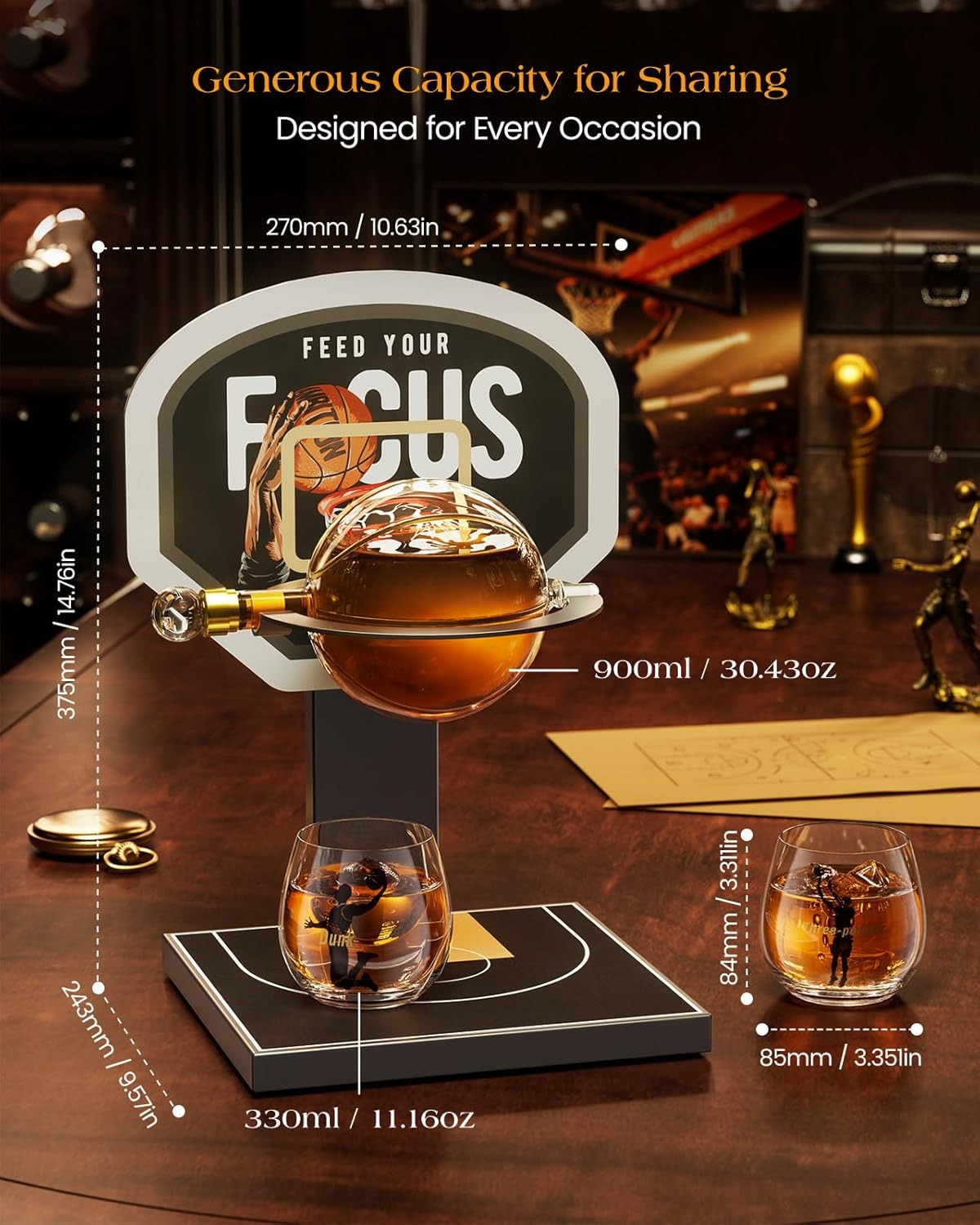 Basketball Whiskey Decanter Set
