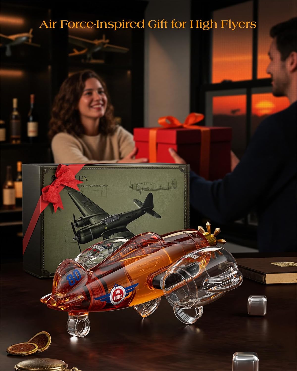 Fighter Aircraft Whiskey Decanter Set
