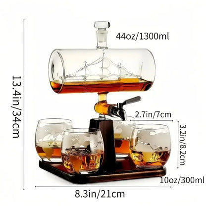 Maritime Sailboat Whiskey Decanter Set