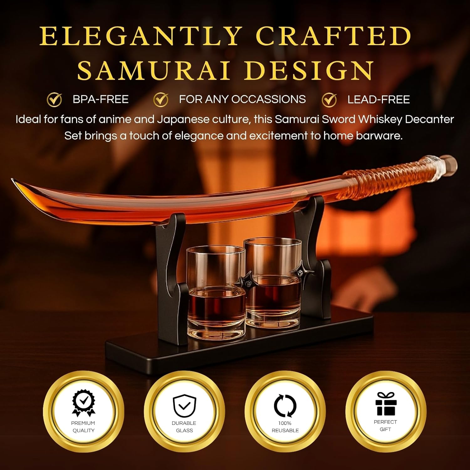 Samurai Sword Whiskey Decanter Set