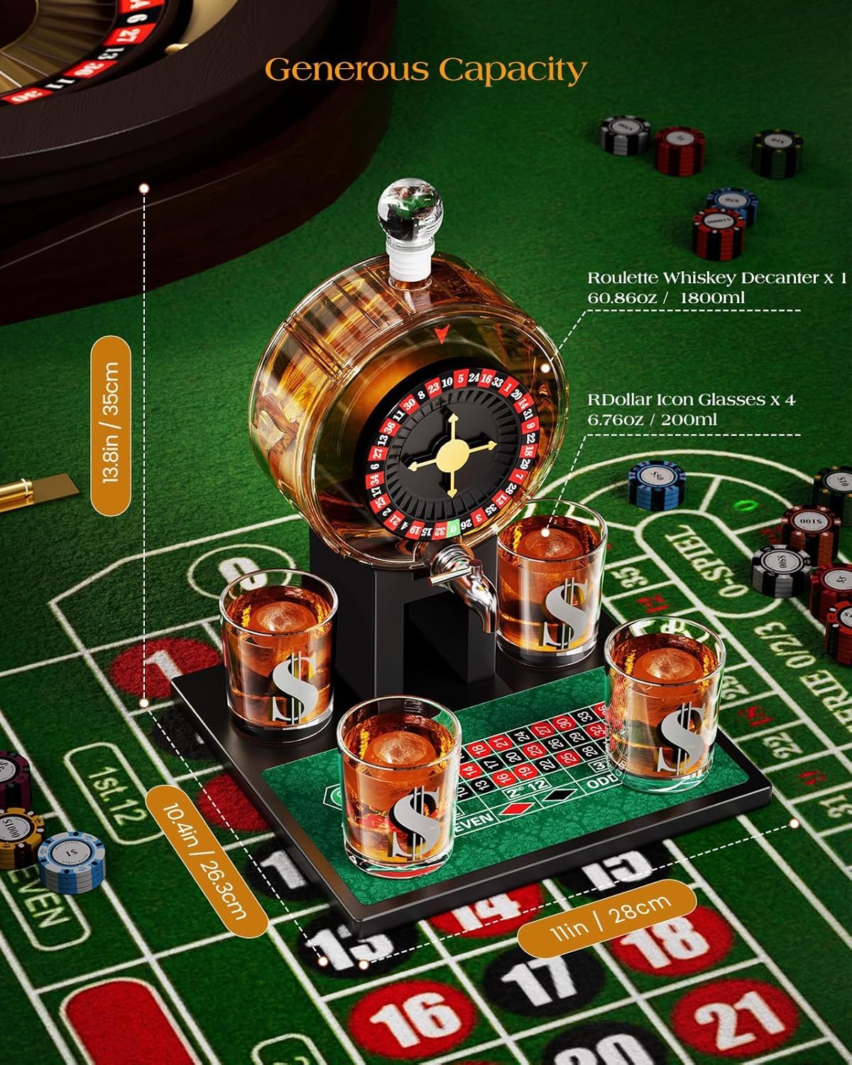 Roulette Whiskey Decanter Set