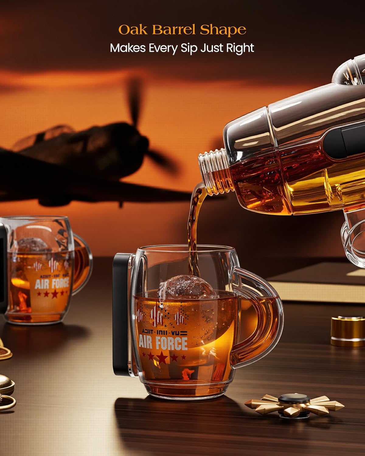 Fighter Aircraft Whiskey Decanter Set