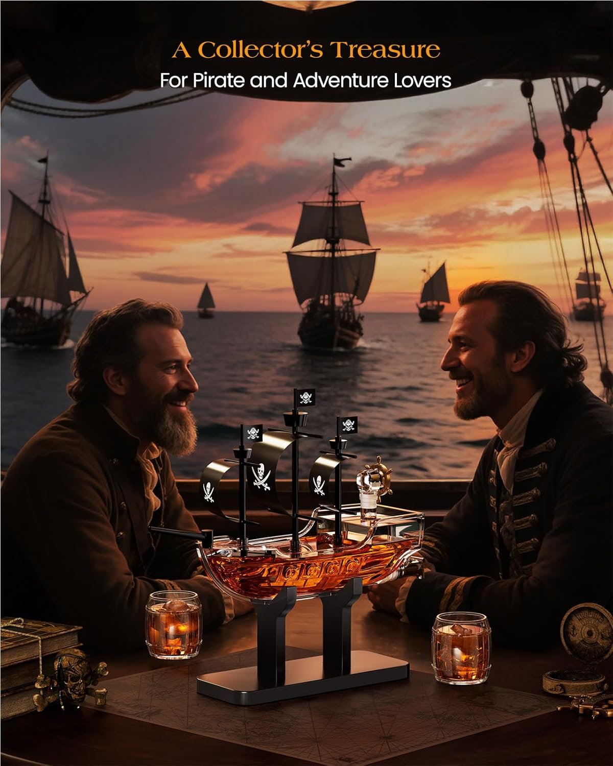 Pirate Ship Whiskey Decanter Set