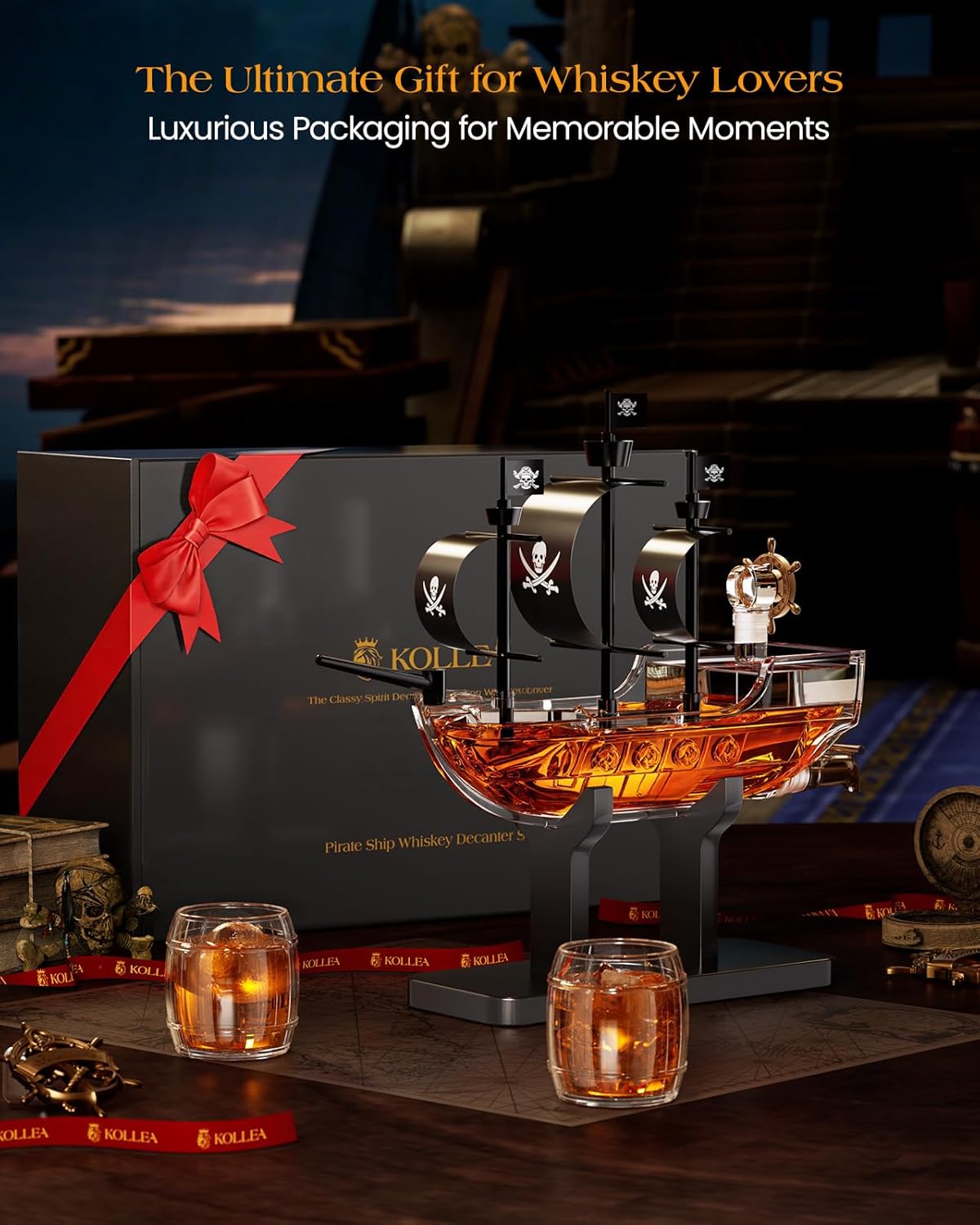 Pirate Ship Whiskey Decanter Set
