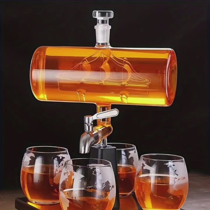 Maritime Sailboat Whiskey Decanter Set