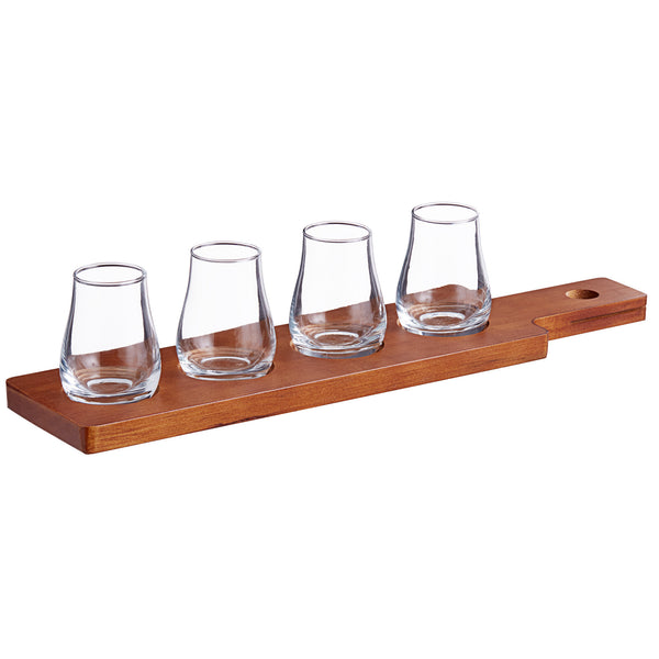 Flight Paddle with Whiskey Tasting Glasses